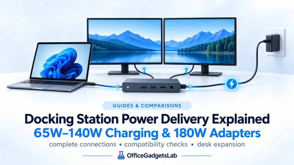 Docking Station Power Delivery Explained: 65W–140W Charging & 180W Adapters (2026)
